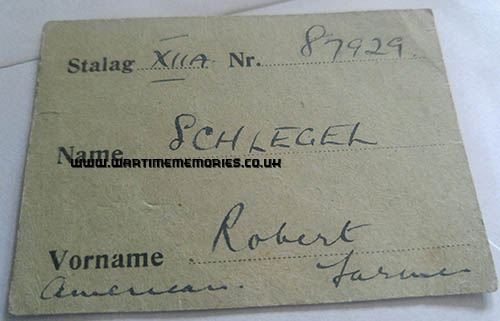 Robert L Schlegel_Stalag XIIA Card (front)
